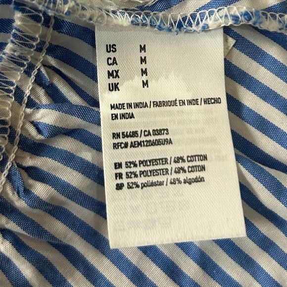 Preppy American Eagle Outfitters Blue and White Seersucker Wrap Dress. Academia - Picture 10 of 11